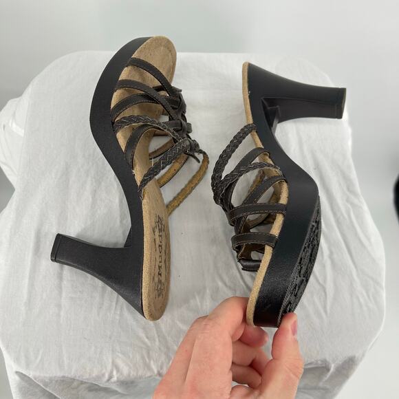 Vintage y2k Women's Brown Strappy MUDD Platform Block High Heel Sandals Sz 7.5 - Picture 5 of 9